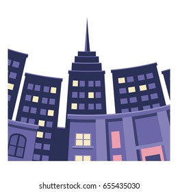 skyscrapers of city perspective from under the bottom vector illustration