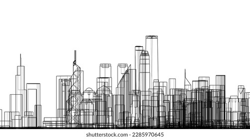Wolkenkratzer in der Stadt, Vektorgrafik