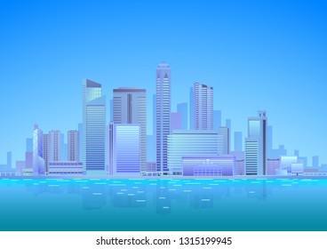 Skyscrapers Cityscape vector illustration background. Skyscraper city town business concept.