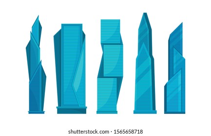 Skyscrapers of Different Design Vector Set. Business Buildings Collection.