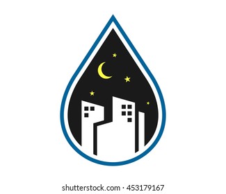 skyscrapers droplets skyline cityscape image vector icon