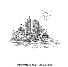 skyscrapers. hand drawn. vector illustration eps8