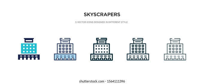 skyscrapers icon in different style vector illustration. two colored and black skyscrapers vector icons designed in filled, outline, line and stroke style can be used for web, mobile, ui