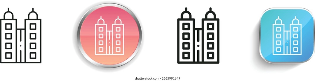 skyscrapers icon. Thin Linear, Regular and Button Style Design Isolated On White Background