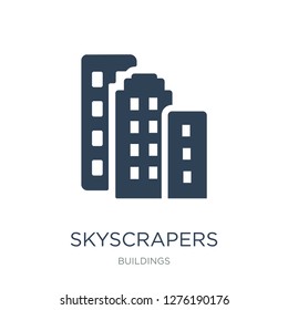 skyscrapers icon vector on white background, skyscrapers trendy filled icons from Buildings collection, skyscrapers vector illustration
