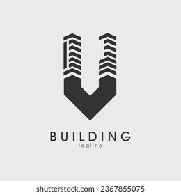 skyscrapers letter v logo vector design