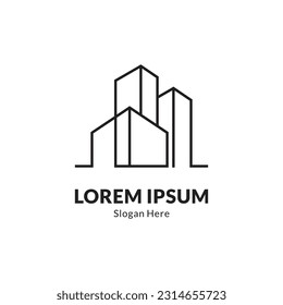 Skyscrapers logo in minimalist and simple line art style