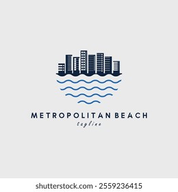 skyscrapers logo on the coast vector illustration design