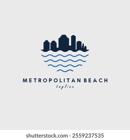 skyscrapers logo on the coast vector illustration design