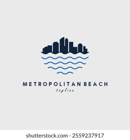 skyscrapers logo on the coast vector illustration design
