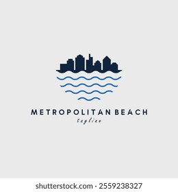 skyscrapers logo on the coast vector illustration design