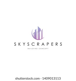 Skyscrapers logo template vector. Unique building logo concept
