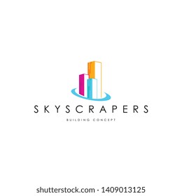 Skyscrapers logo template vector. Unique building logo concept