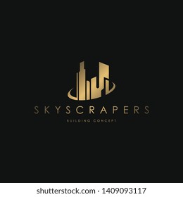Skyscrapers logo template vector. Unique building logo concept