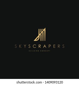 Skyscrapers logo template vector. Unique building logo concept