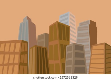 skyscrapers, modern city vector illustration, cityscape, retro look