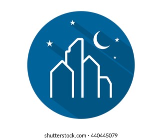 skyscrapers night blue image vector icon logo