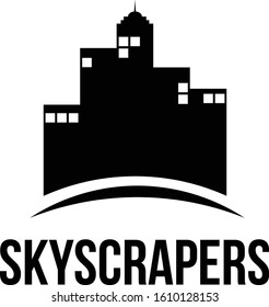 Skyscrapers Night Solid Logo Black