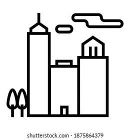 Skyscrapers Office Buildings Flat Icon Isolated On White Background