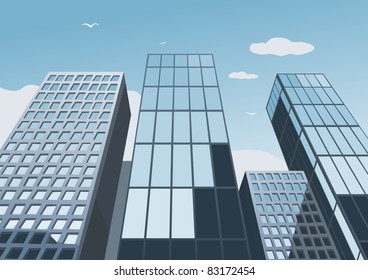 Skyscrapers on a background of the blue sky
