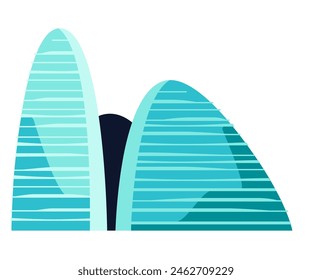 Skyscrapers Wangjing SOHO - modern flat design style single isolated image. Neat detailed illustration of three office and commercial use mixed towers. Chinese architecture and attractions idea