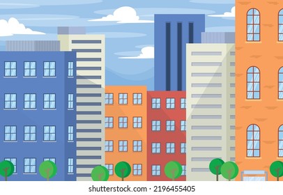 Skyscrapper Building Flat Design Background