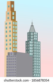 skyscrapper bulding, tower, apartment building, office tower, city, urband, with gradien background