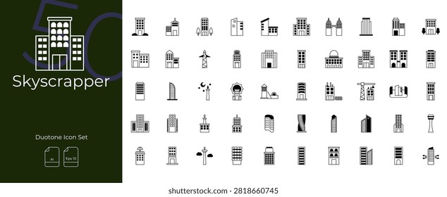 Skyscrapper Duotone Editable Icons set