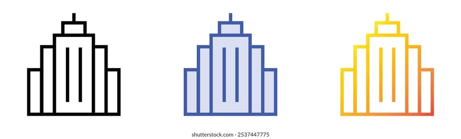 Skyscrapper icon. Linear, Blue Fill and Gradient Style Design Isolated On White Background