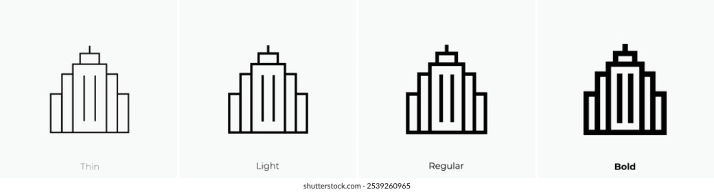 Skyscrapper icon. Thin, Light Regular And Bold style design isolated on white background