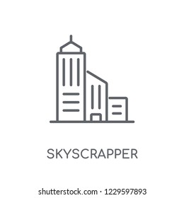Skyscrapper linear icon. Modern outline Skyscrapper logo concept on white background from Real Estate collection. Suitable for use on web apps, mobile apps and print media.
