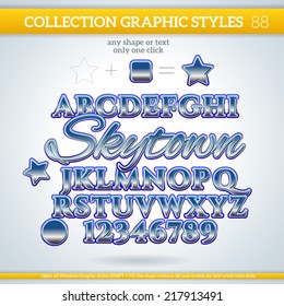 Skytown Graphic Styles for Design. Graphic styles can be use for decor, text, title, cards, events, posters, icons, logo and other.