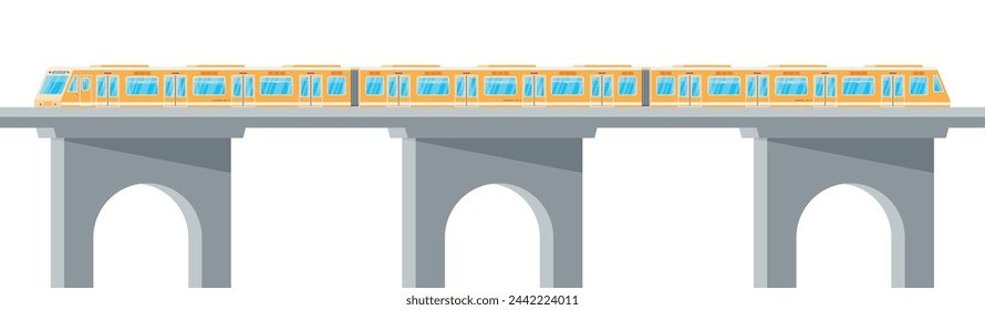 Skytrain Isolated on White. Super Streamlined Train. Passenger Express Railway Locomotive. Monorail Railroad Public Transportation. Rapid Transport Subway. Flat Vector Illustration