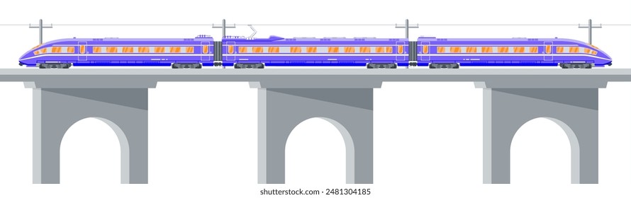 Skytrain Isoliert auf Weiß. Super optimierter Zug. In: Passenger Express Railway Locomotive. In: Monorail Railroad Public Transport und Verkehr. U-Bahn für den Schnellverkehr. flache Vektorillustration