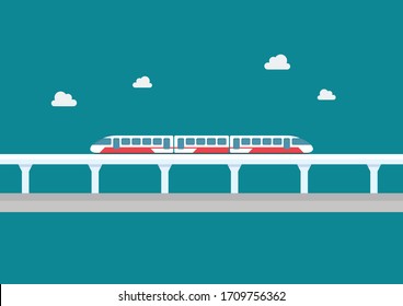 Skytrain transportation in flat style. Vector illustration