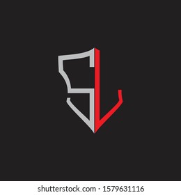 SL Abstract logo monogram with shield elements isolated on black background
