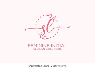 SL beauty monogram and elegant logo design handwriting logo of initial signature, wedding, fashion, floral and botanical with creative template.