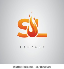 SL Creative Fire Letter Logo Design