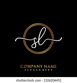 SL Initial Handwriting logo template vector