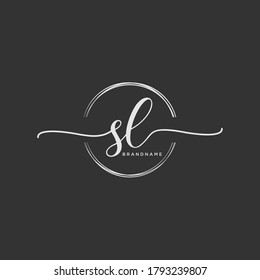 SL Initial Handwriting Logo Vector