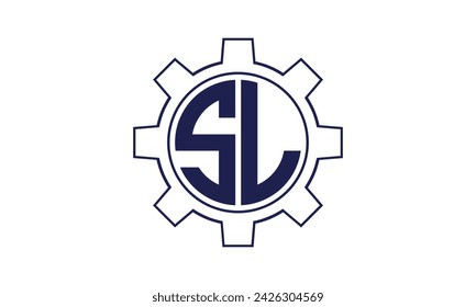 SL initial letter mechanical circle logo design vector template. industrial, engineering, servicing, word mark, letter mark, monogram, construction, business, company, corporate, commercial, geometric