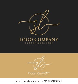 SL Initial letters, handwriting signature logo.