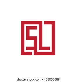 SL initial letters looping linked square logo red
