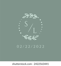 SL initial modern monogram wedding with creative circle line