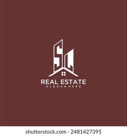 SL initial monogram building and roof logo for real estate