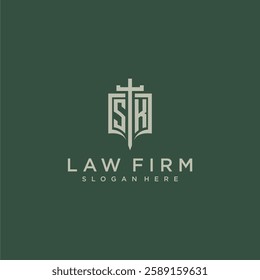 SL initial monogram for law firm with sword and shield logo image