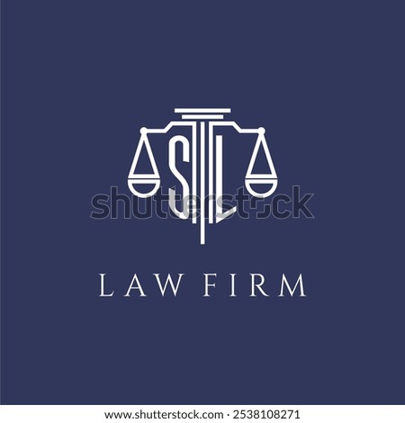 SL initial monogram for lawfirm logo with scales vector image