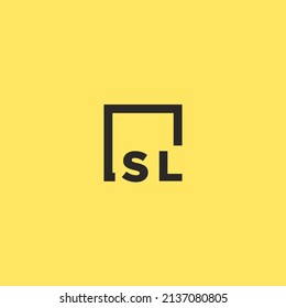 SL initial monogram logo with square style design