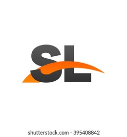 SL initial overlapping swoosh letter logo black orange