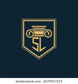 SL Initials Law Firm Logo Lawyer logo with creative law element